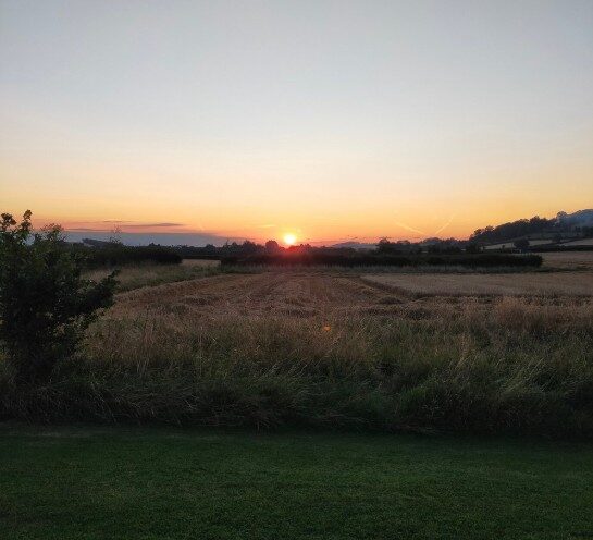 Sunset over the Somerset Levels from the campsite